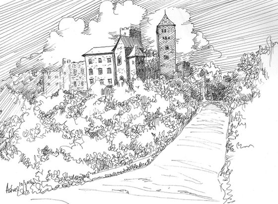 Set of two European castles