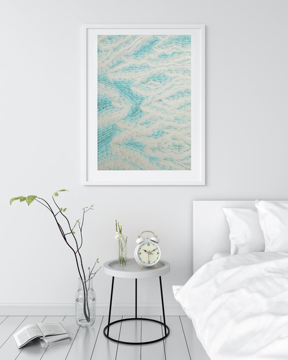 Abstract watercolor illustration in original style inspired by Pamukkale place