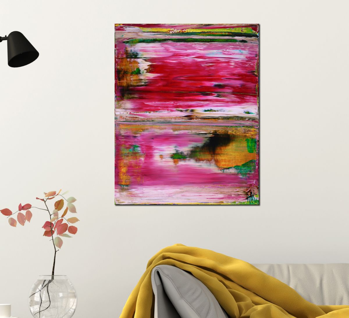 Abstract Acrylic Painting By Nestor Toro, 16 X 20", Glowing California Cliffs, Original Artwork