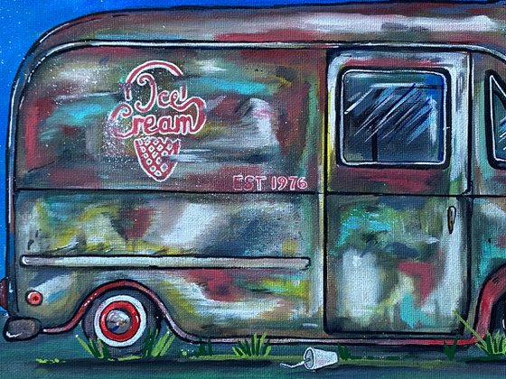 Ice Cream Van - Original on canvas board