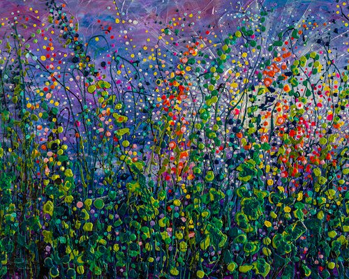 Floral Panorama Inspired by Jackson Pollock Original  Painting by Lena Owens at OLena Art