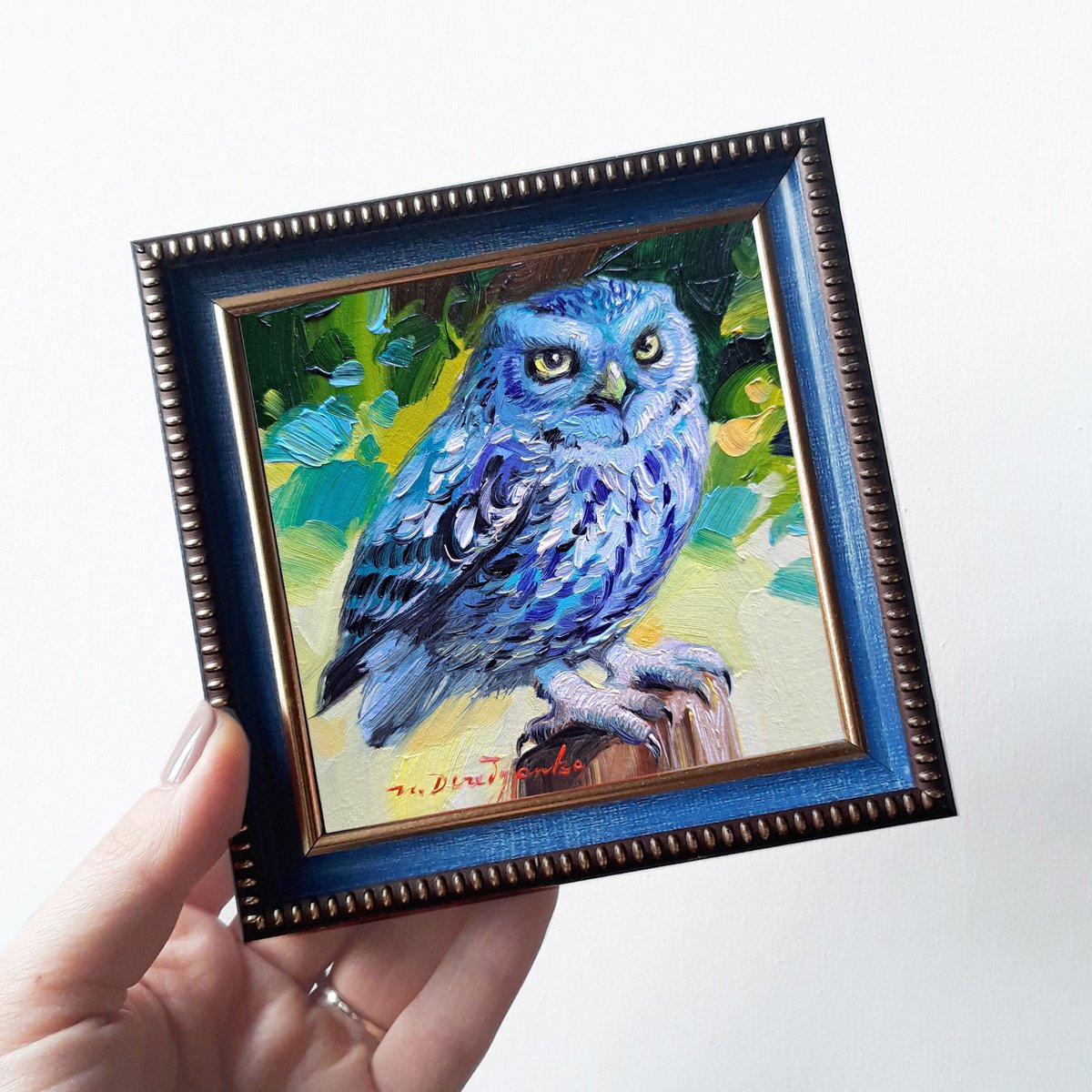 Owl bird blue by Nataly Derevyanko