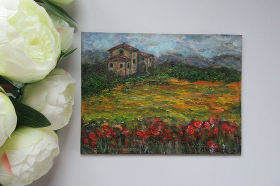 Abstract Oil Painting Tuscany Landscape | Vibrant Small Painting | Peaceful Aesthetic | Summer Dream House | Country Life Home Style | Creative Kitchen Design | Summer Vibes | Family First | Classical Fine Art