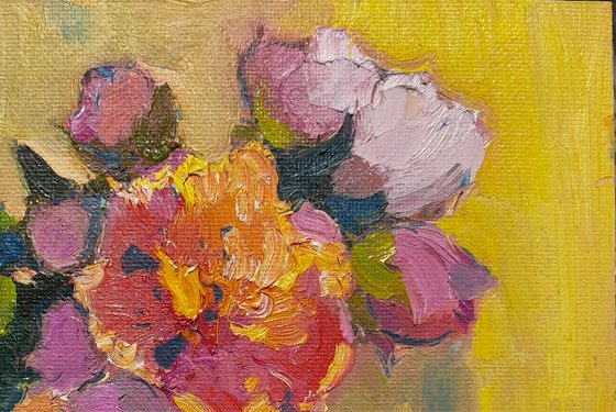 Peonies in a Round Vase