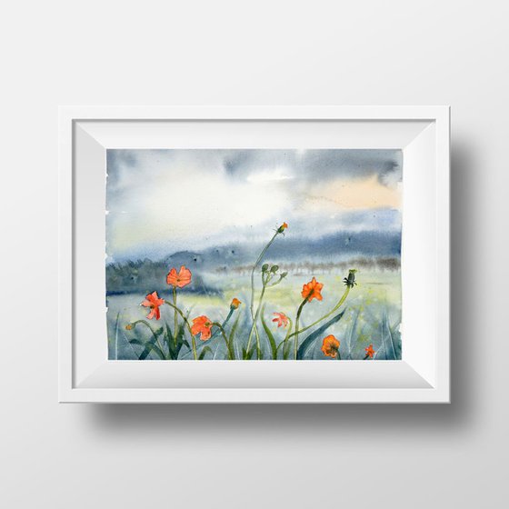 Abstract Landscape with flowers