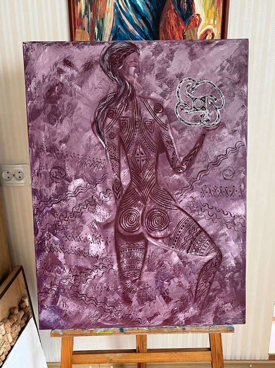 Nude Tibal Tatoo Woman Original Painting