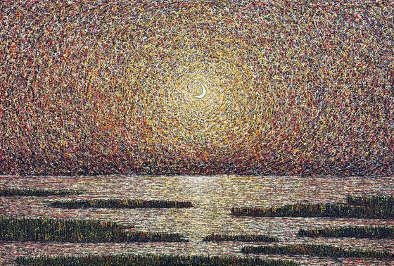 Crescent Moon Over Water