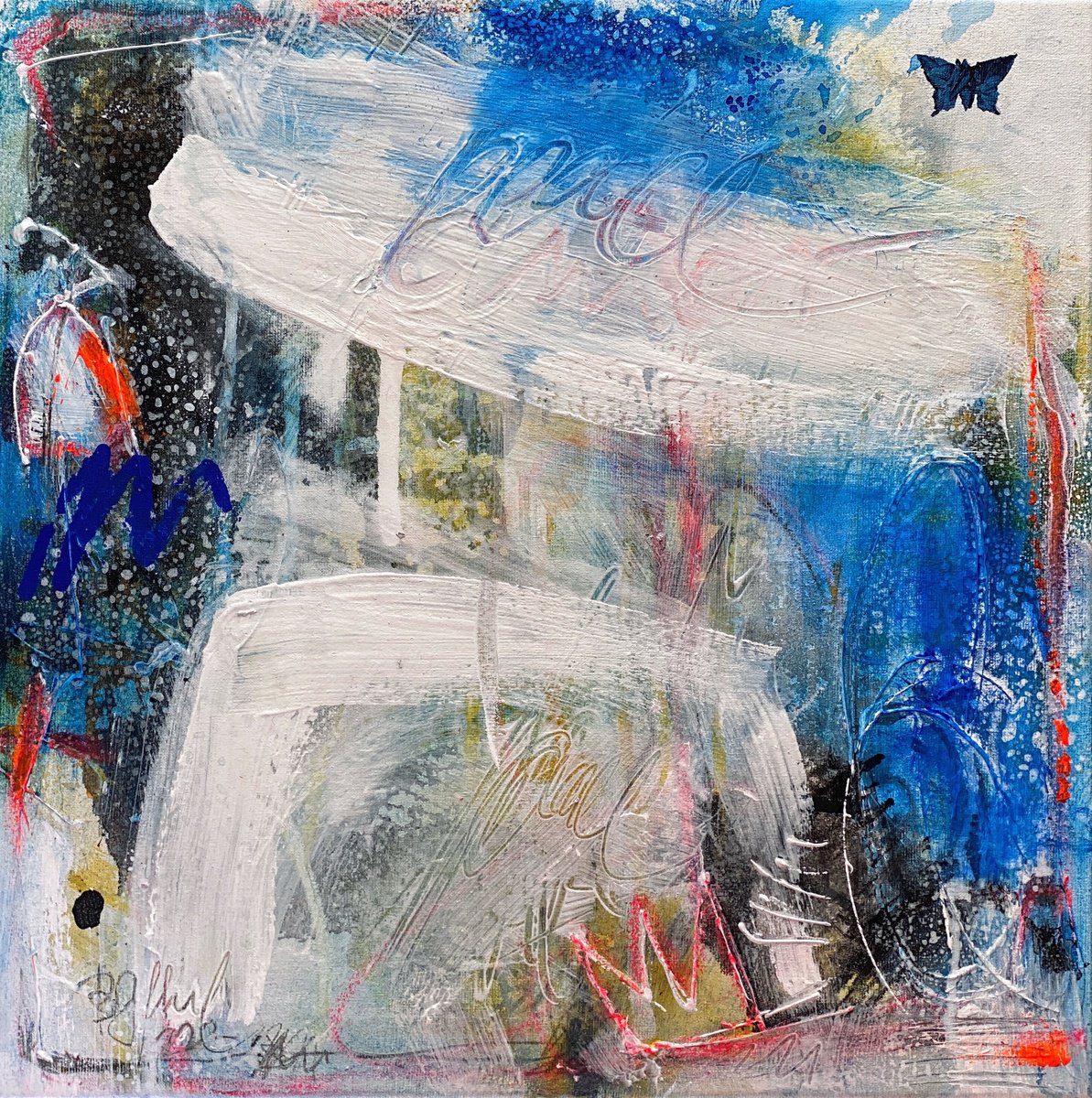 Abstract Painting By Bea Schubert, 16 X 16, Butterfly No.9, Original Artwork