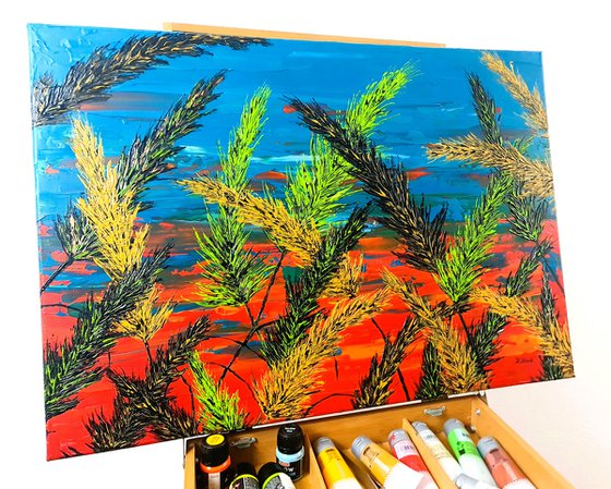 Grass And Turquoise Sky