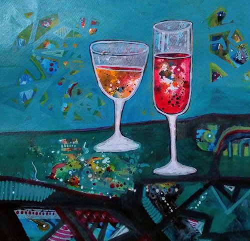 wine still life series 6 by SANJAY PUNEKAR