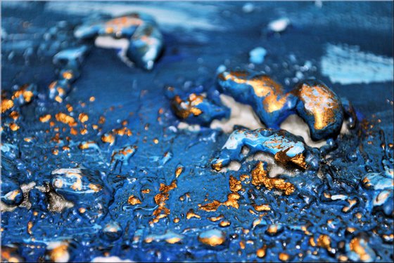 Flight  - abstract acrylic painting canvas wall art blue white gold modern art