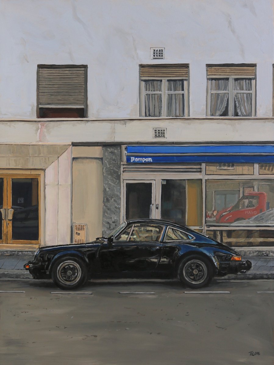 Transport Oil Painting By Tom Clay, 12 X 16", Porsche 911 In Nice, France, Original Artwork