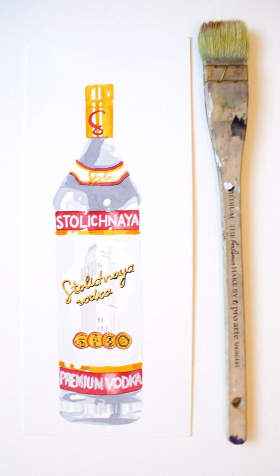 Vodka Bottle Watercolour