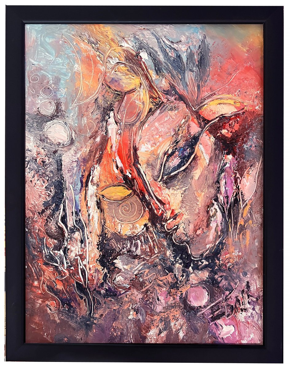 Organic Portrait Oil Painting By Eleonora Bakalova, 13 X 17, Metamorphose, Original Artwork