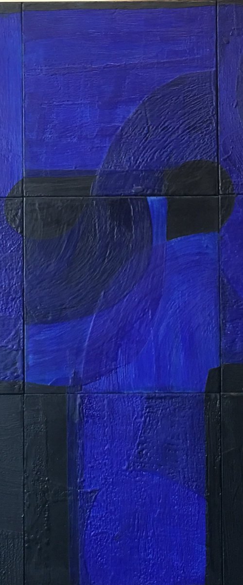 Genie, abstract encaustic painting 36" square by Domenica Brockman