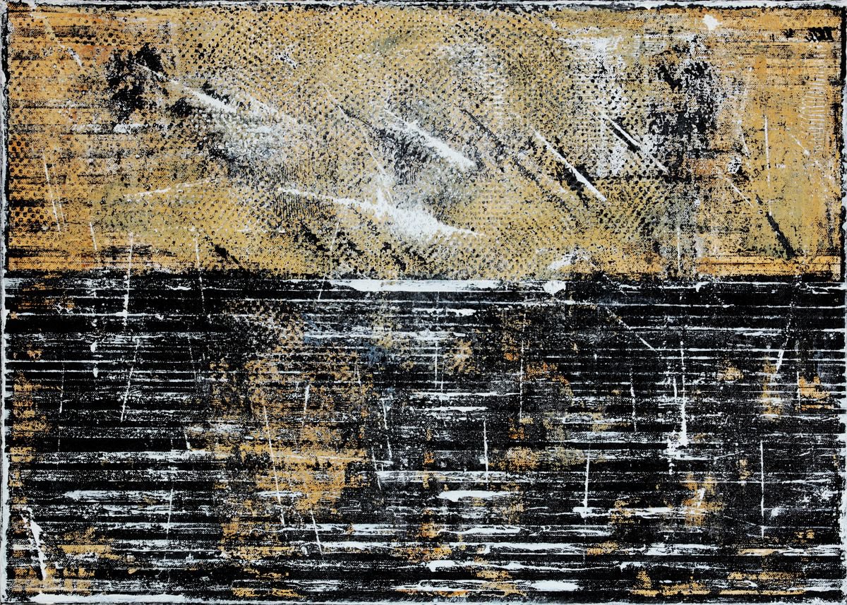 Abstract Acrylic Painting By Petr Strnad, 28 X 20", Spacewalk, Original Artwork