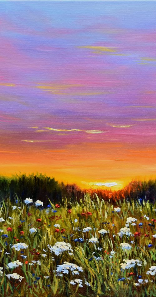 Sunset over a Meadow by Yulia Nikonova