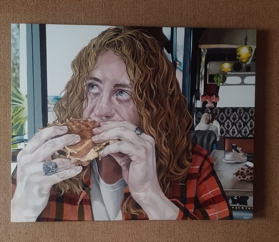 Loaded sandwich on brown