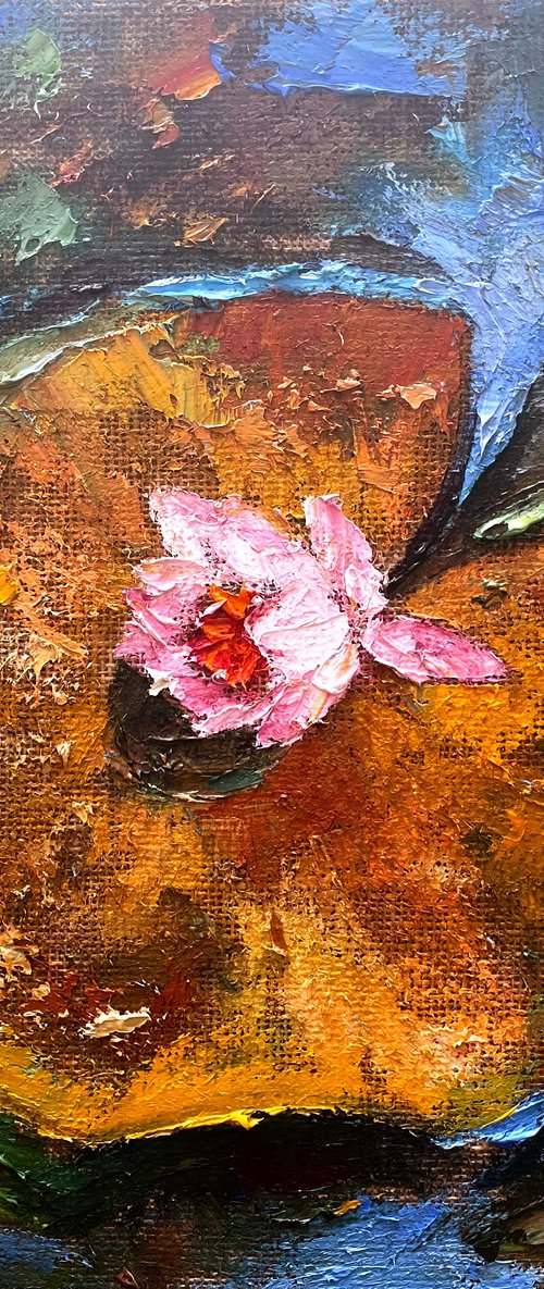 Water lily Oil Painting by Lena Ru