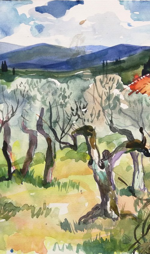 Italian Landscape Olive Trees by Anna Silabrama