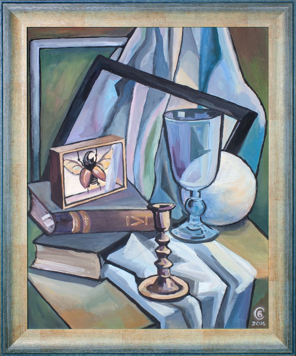 Still life with beetle and candlestick by Alexandra Batyaeva