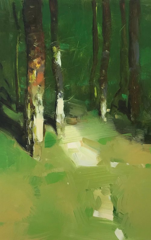 Forest Side, Original oil painting, Handmade artwork, One of a kind by Vahe Yeremyan