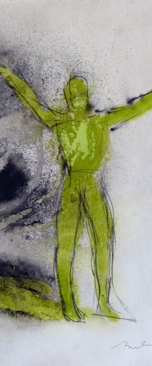 Ecce Homo 4 , Acrylic on paper 32x24 cm by Frederic Belaubre