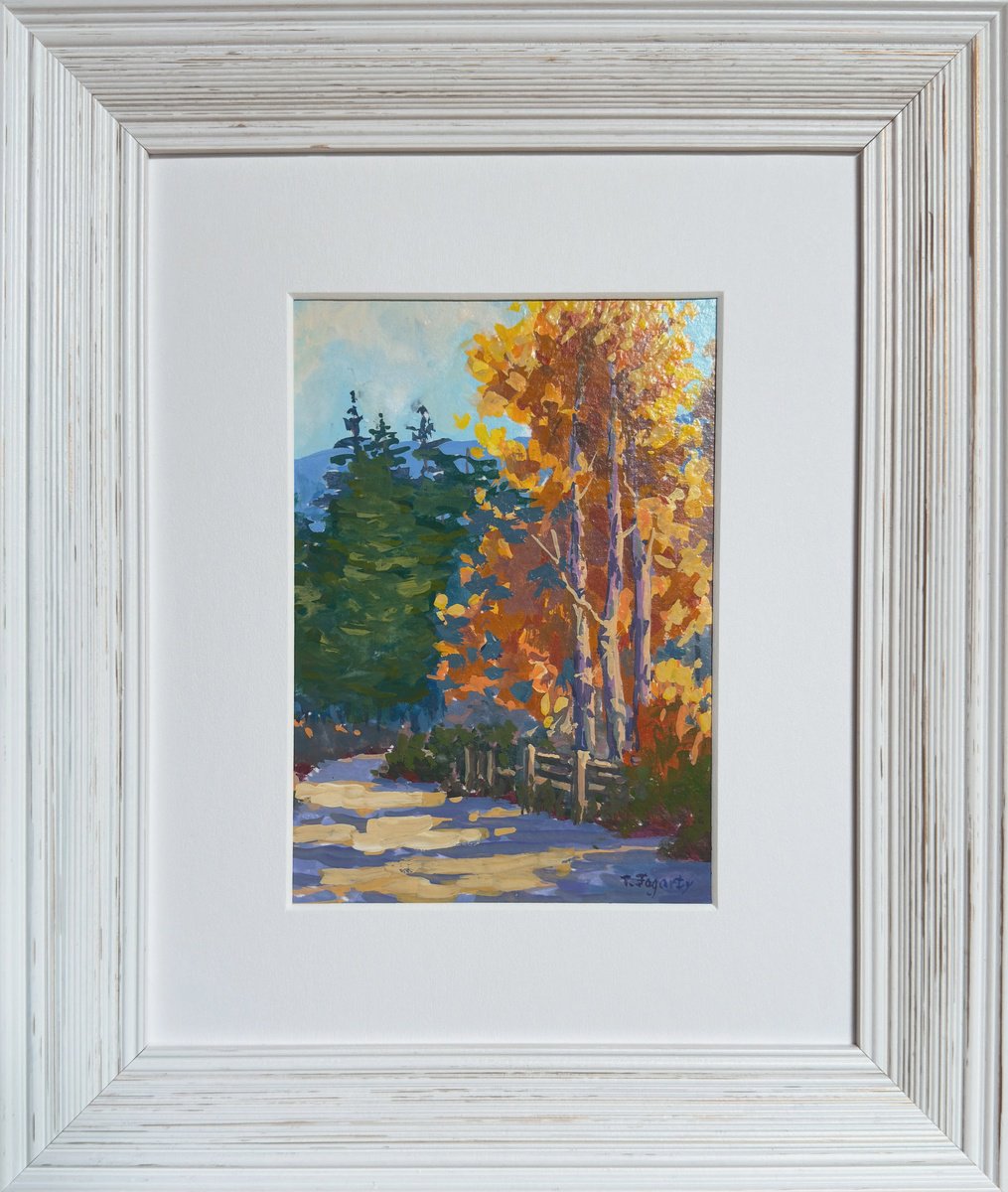 Impressionistic Landscape Painting By Tatyana Fogarty, 11 X 13", October Aspens, Original Artwork