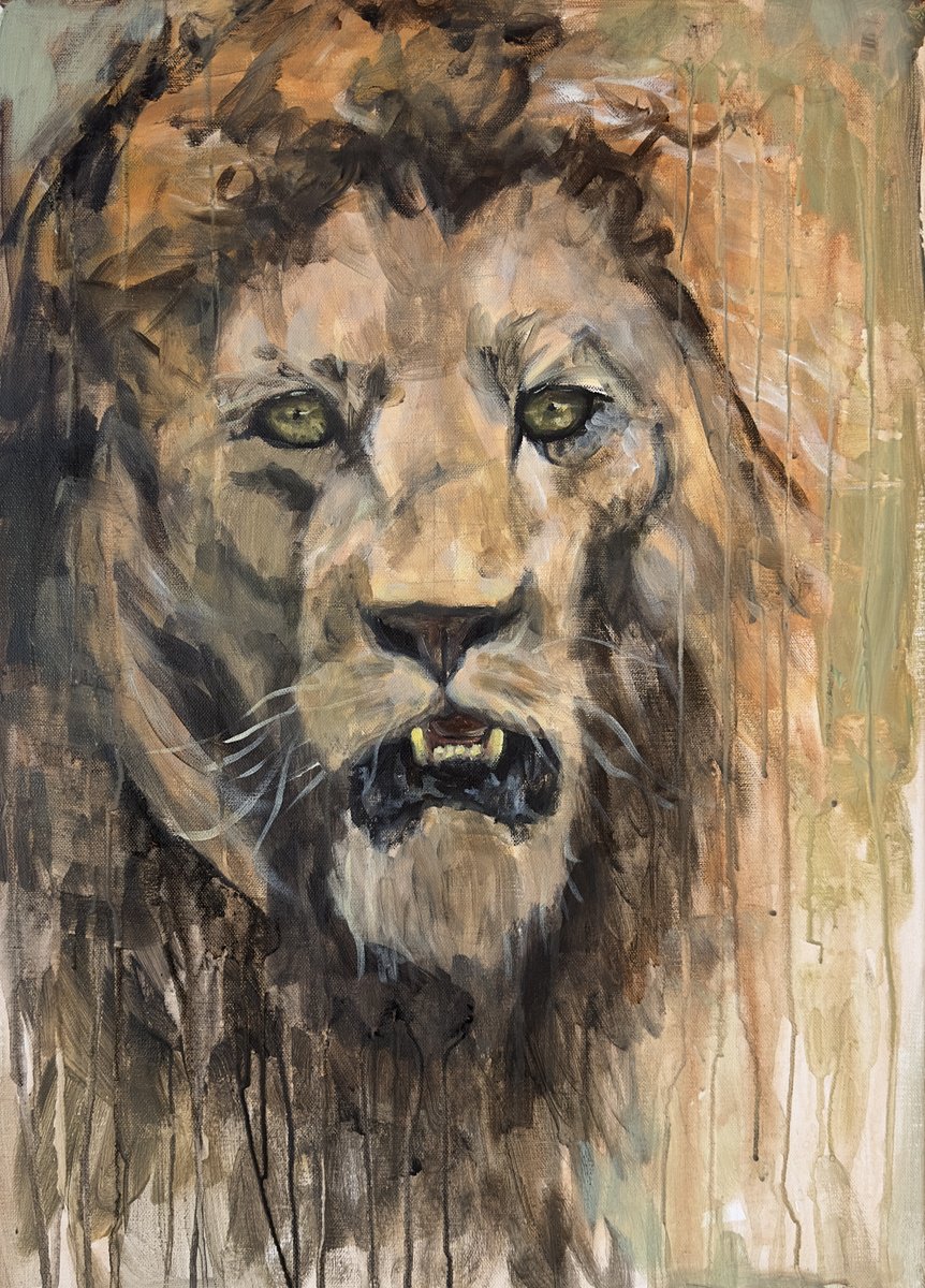 Impressionistic Animal Acrylic Painting By Nikola Gulev, 20 X 28", "Covenant", Original Artwork