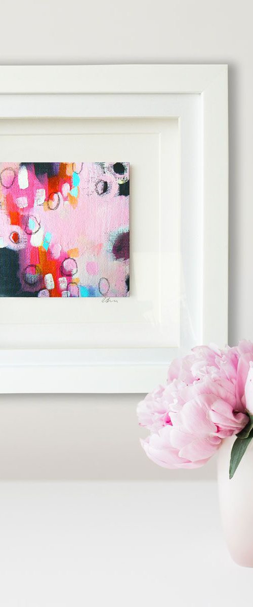 Framed ready to hang mini original abstract #181 by Carolynne Coulson