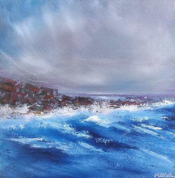 Gwithian Rocks, Cornwall - Great gift for Beach Lovers; Modern Art Office Decor Home Seascape