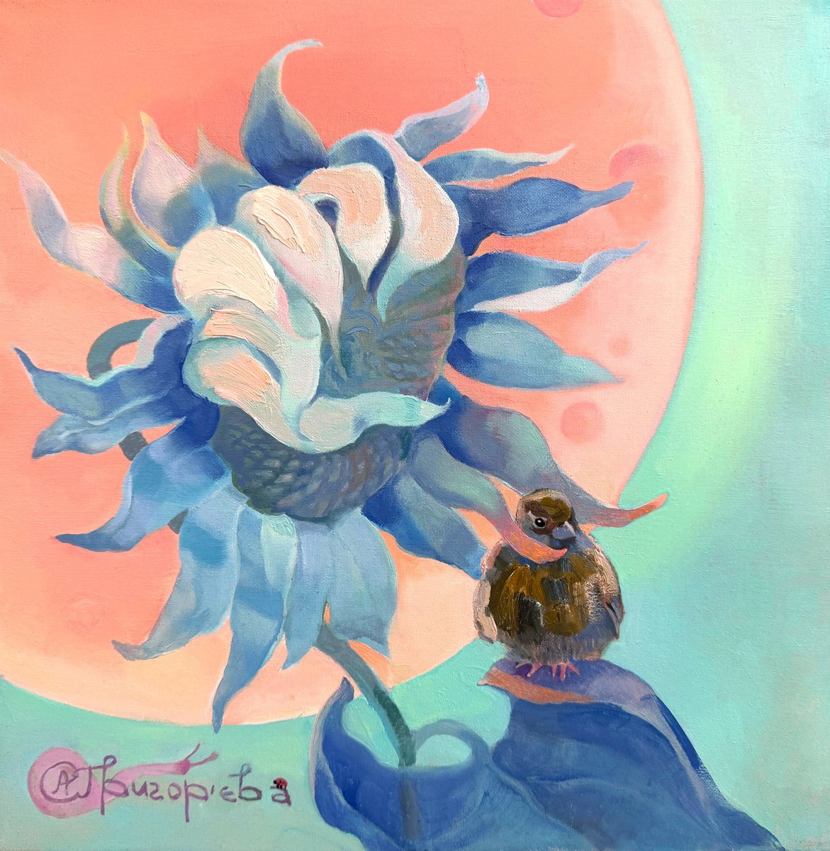 Pink Moon By Anastasiia Grygorieva, 14 X 14, Artwork For Sale On Artfinder