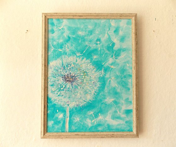 Dandelion  small original gift with frame