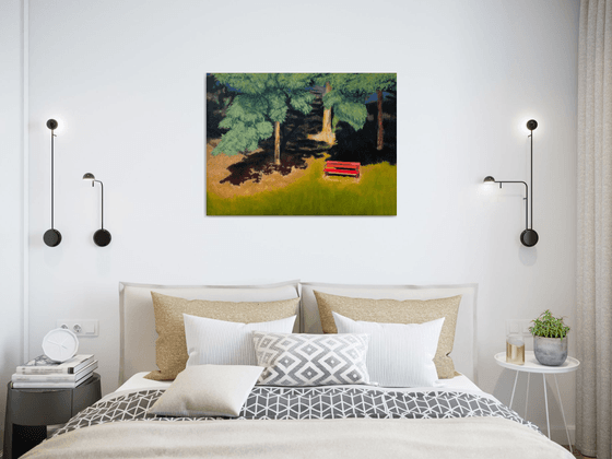 Wooden Bench in the Summer