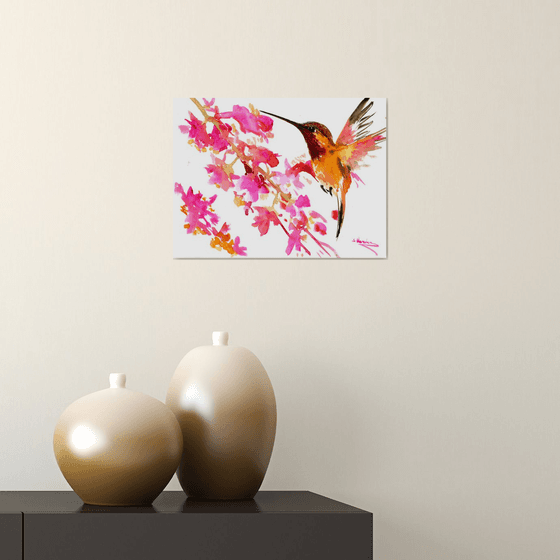 Hummingbird and Flowers