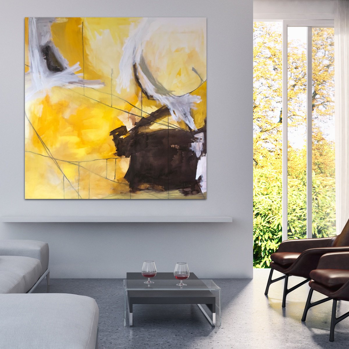 Abstract Acrylic Painting By Kylie Sams, 48 X 48", Stranger Days, Original Artwork