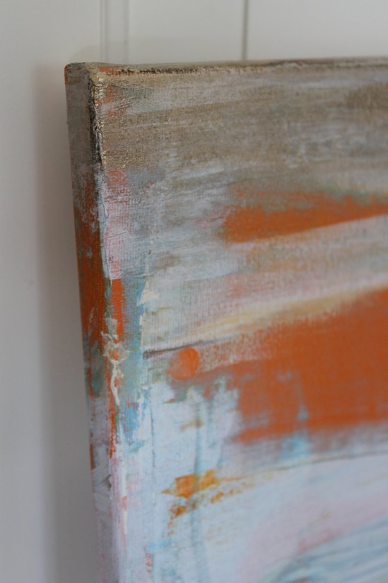 Orange white and gold painting