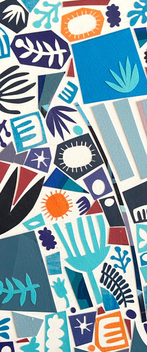 Blue Mosaic Collage by Caroline  Rees