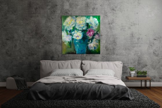 Abstract peony painting