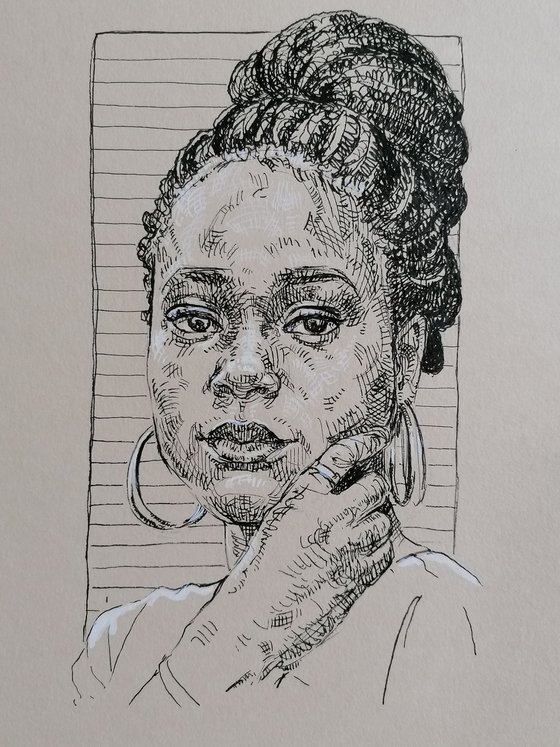 Beautiful black girl portrait. Housewarming art. New home gift