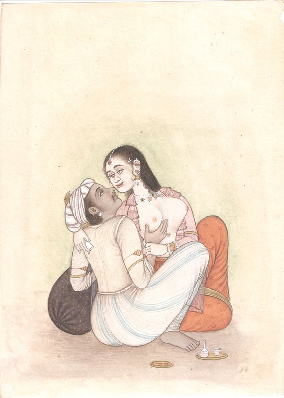 Original Romantic Indian Miniature Painting