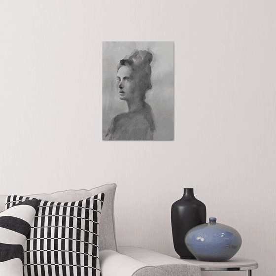 Black white portrait(31x43cm, watercolor, paper)
