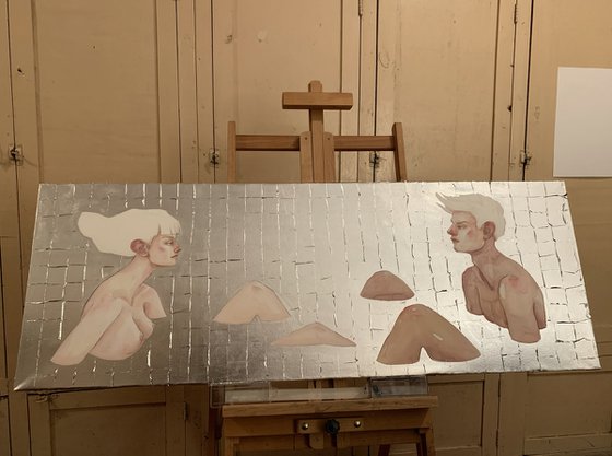 There is a silence between them 110x40 cm