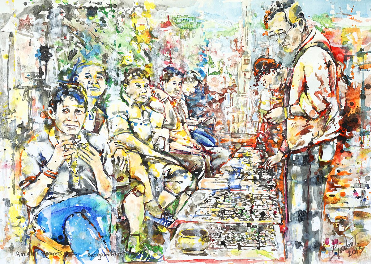 Amulet Vendors Bargain Hunting By Gordon T., 41 X 30, Artwork For Sale On Artfinder
