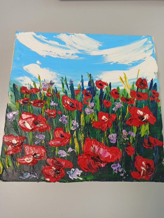 Impasto poppies at the meadow