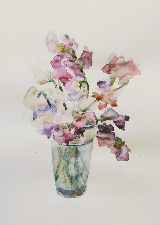 Sweet pea (Charming). Original watercolour painting. 2021