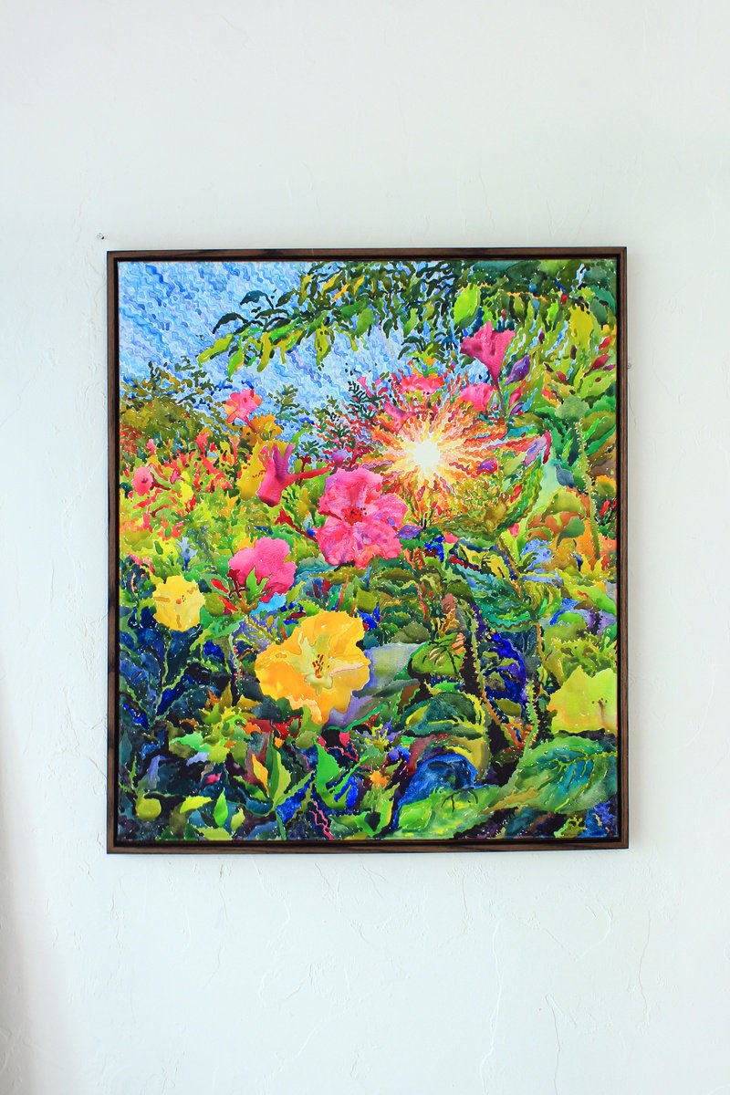 Impressionistic Botanical Watercolour By Tanbelia, 30 X 33", Mirabilis, Original Artwork