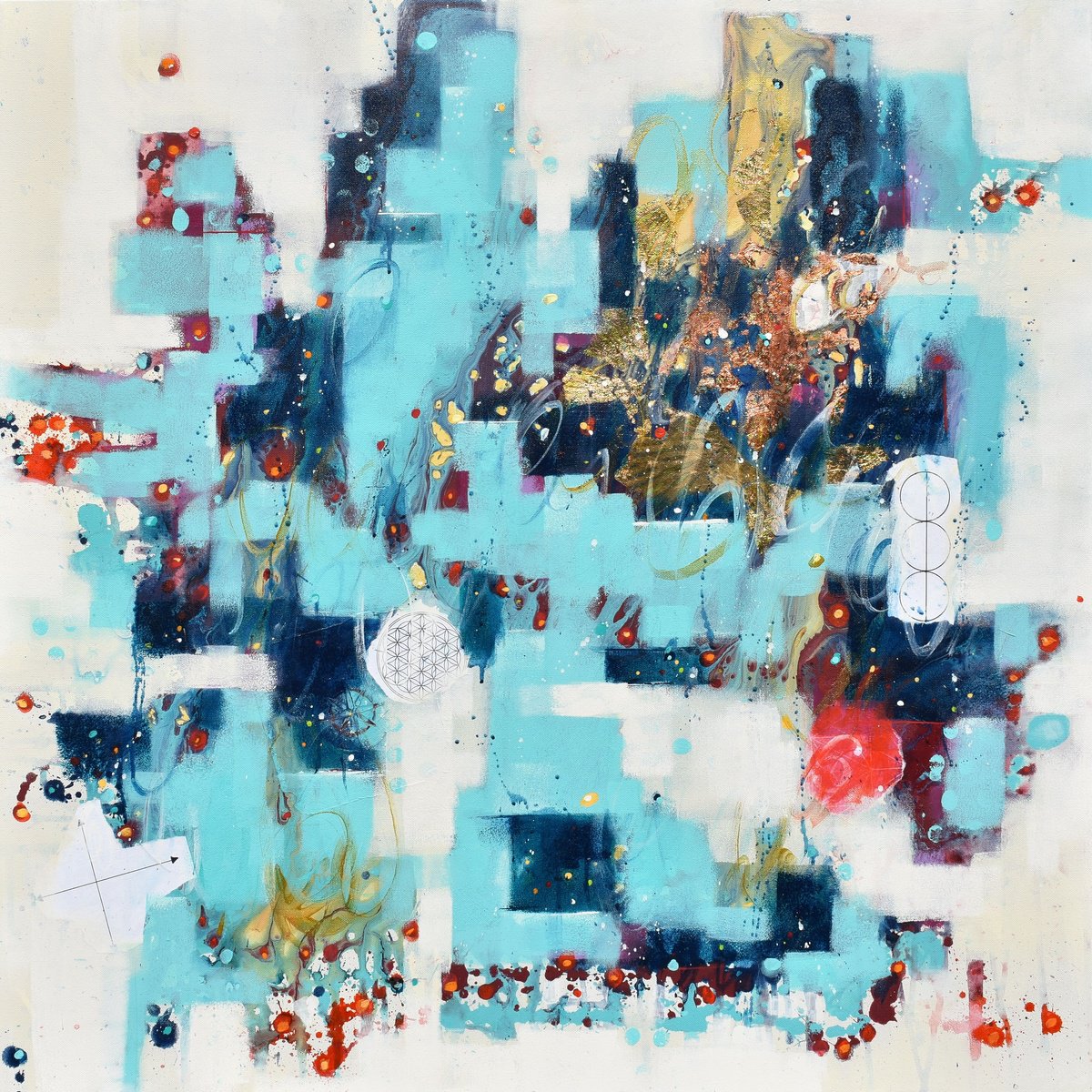 Geometric Abstract Painting By Cynthia Ligeros, 36 X 36, Beyond Measure, Original Artwork