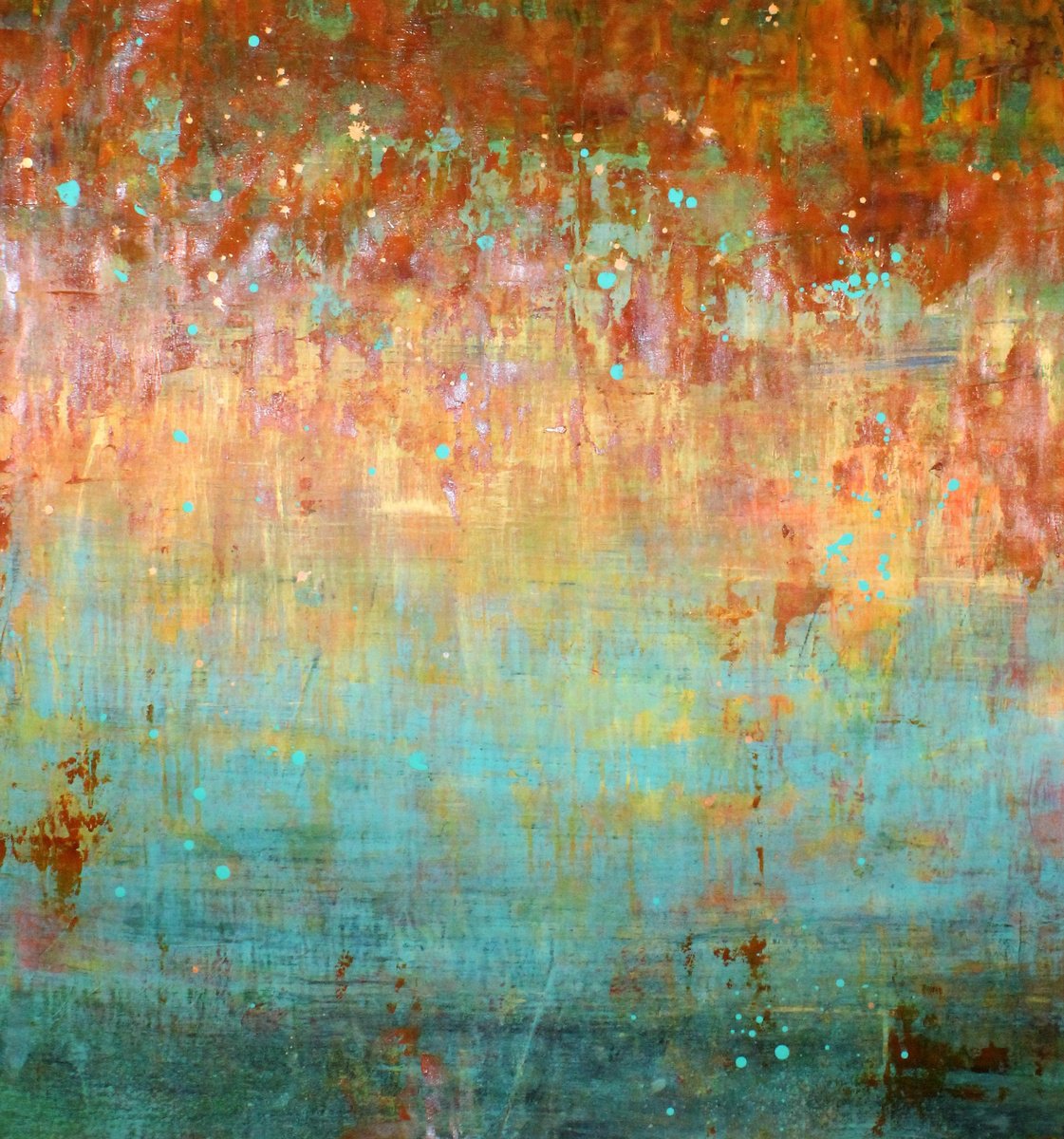 Abstract Acrylic Painting By Laura Spring, 34 X 39", Midsummer