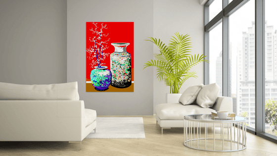 Two chinese vases/ Dos jarrones chinos (pop art, flowers)